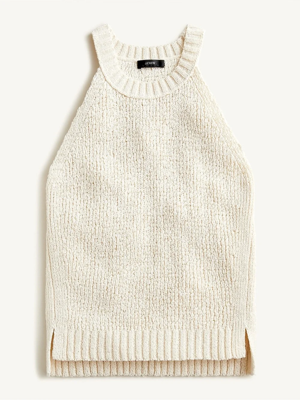 J. Crew Montauk High Neck Textured Swearer Tank Cream Knit Halter-Style XS new